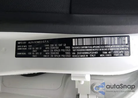 2018 Alfa Romeo Stelvio Ti Sport Awd z USA, uszkodzony, nr VIN ZASFAKNNXJ7C01461